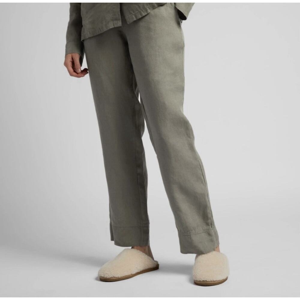 PARACHUTE 100% Linen Pants L Moss‎ Green Drawstring Lounge Coastal Preppy Comfy